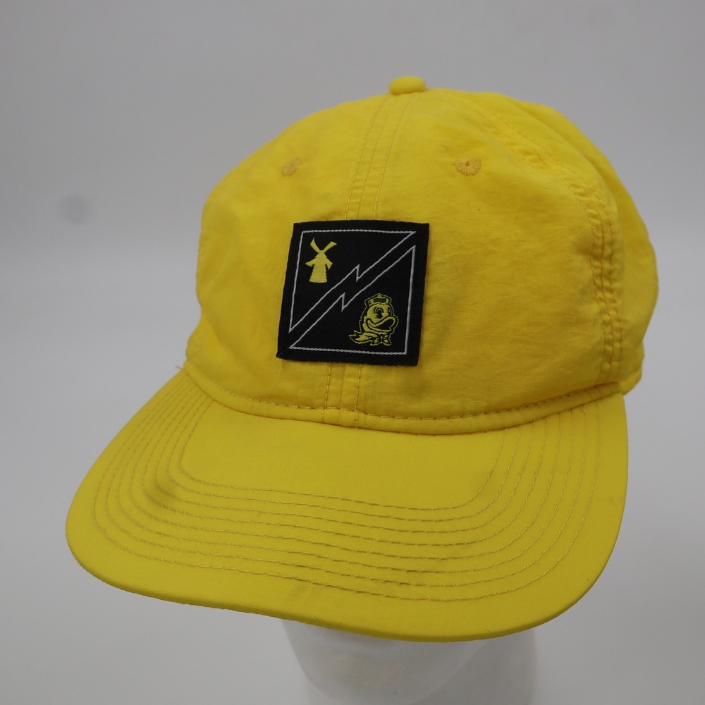 Dutch Bros x Oregon Ducks Hat Mens OSFM Yellow Nylon Strapback Windmill U‎ of O